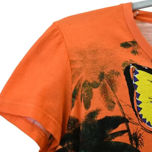 Etro Milano T-Shirt Size 40 Multicolor Zebra Print V-Neck Cotton Graphic Tee - Picture 7 of 12